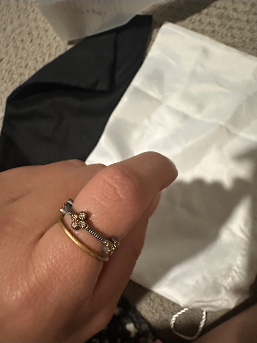 Two-Tone Floral Stackable Ring Set - Gold and Silver